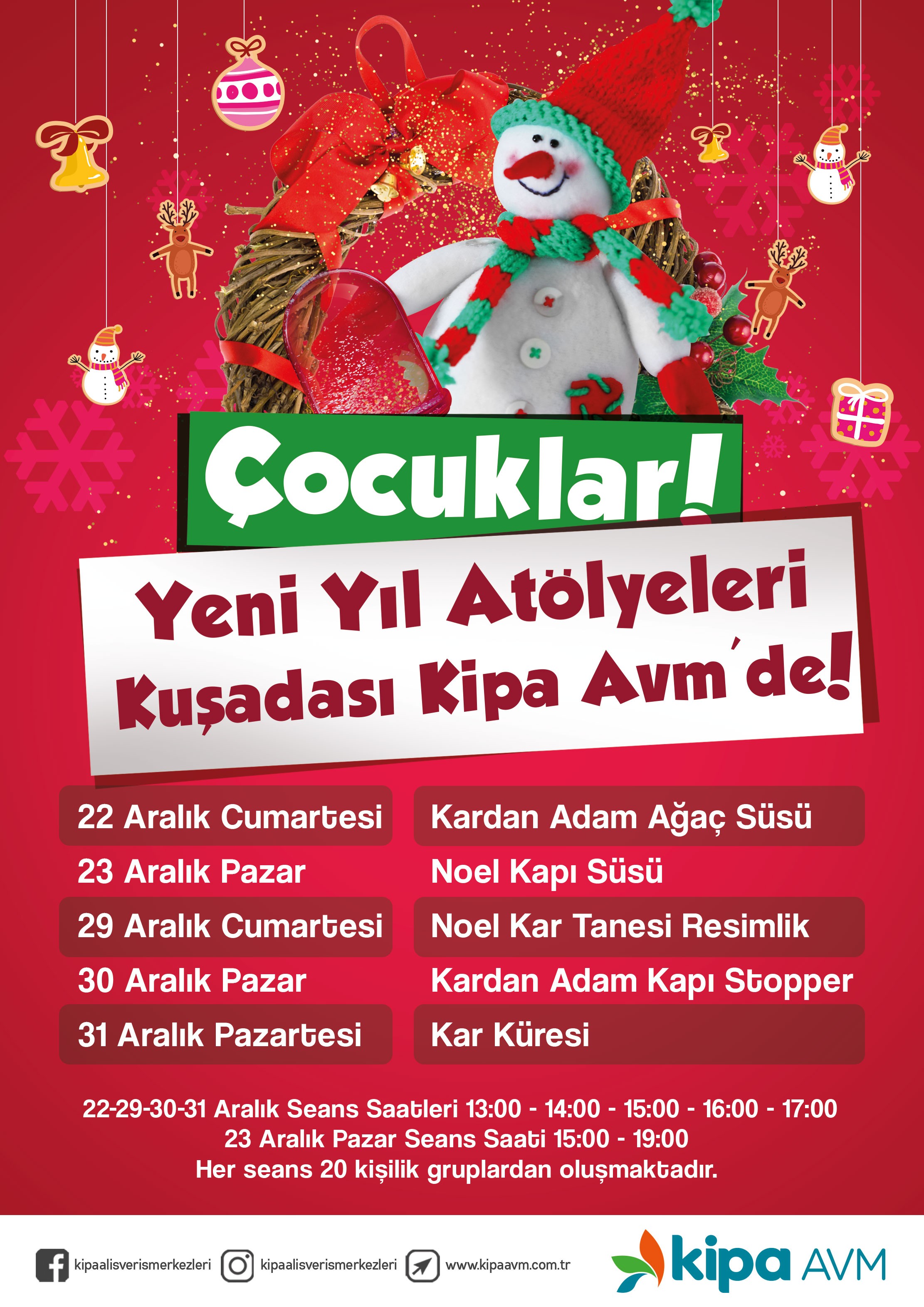 Yeni Yıl Atölyeleri Kuşadası Kipa AVM’de!