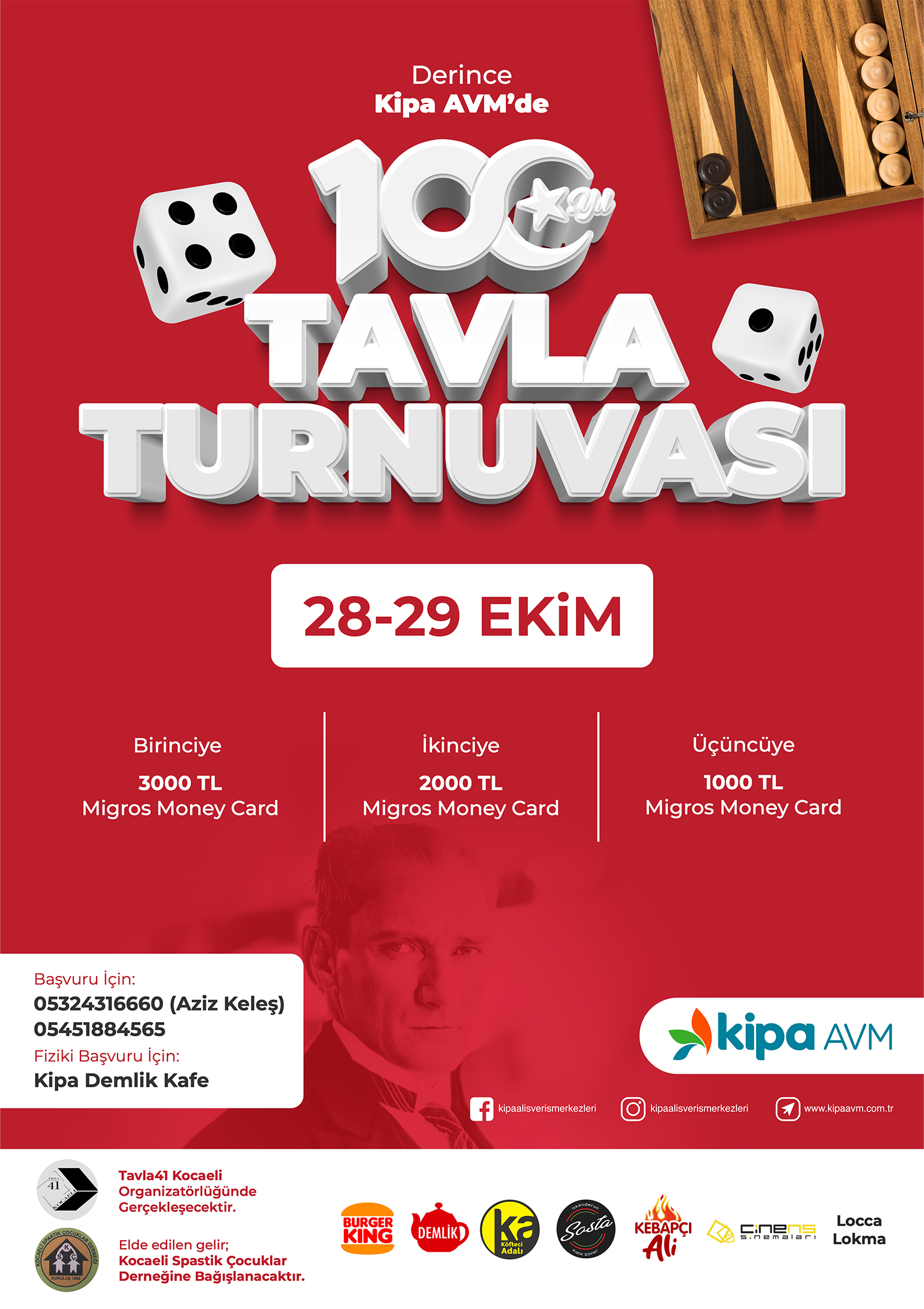 Derince Kipa AVM'de 100. Yıl Tavla Turnuvası!