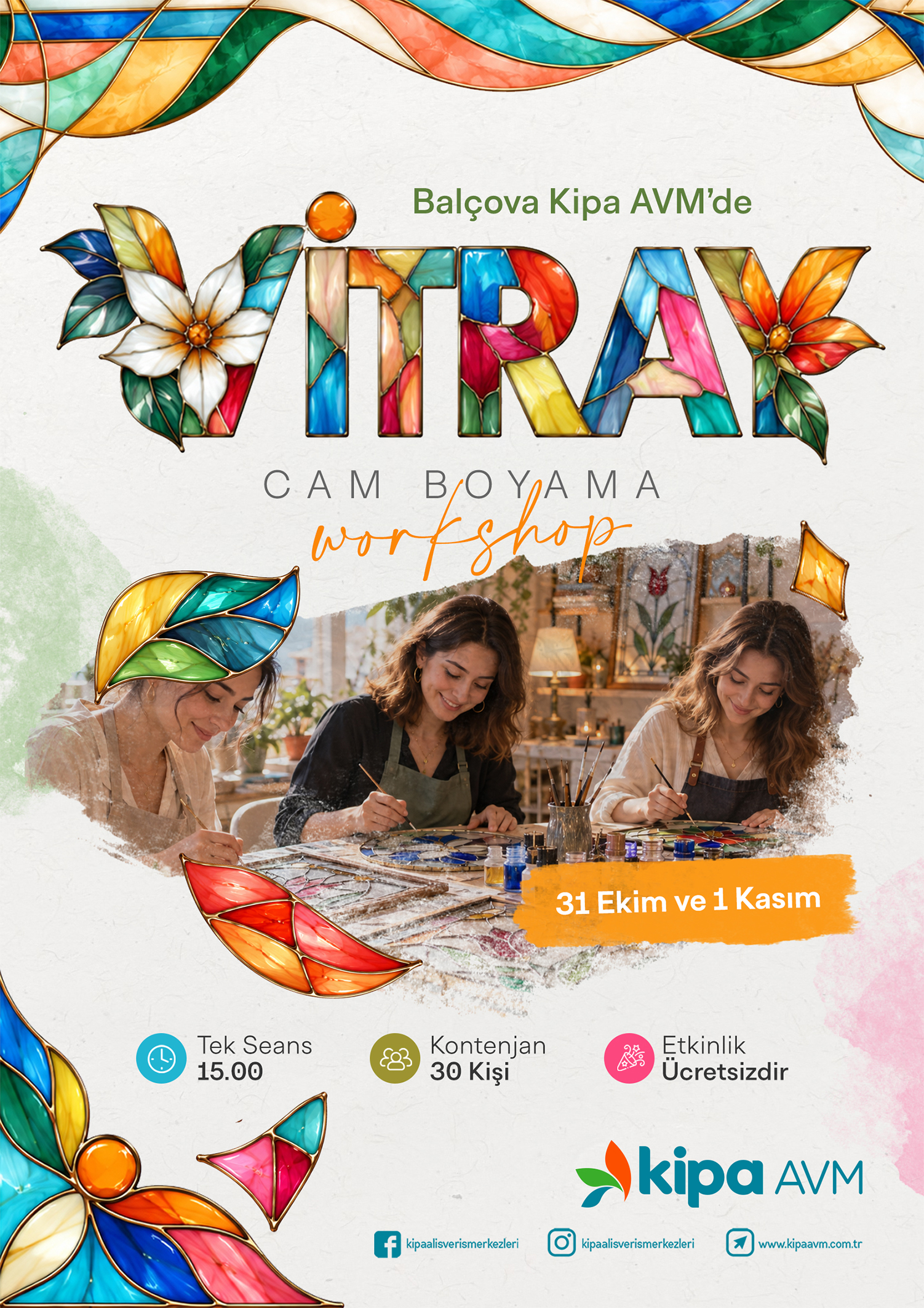 Bal&ccedil;ova Kipa AVM'de Vitray Cam Boyama Workshop!